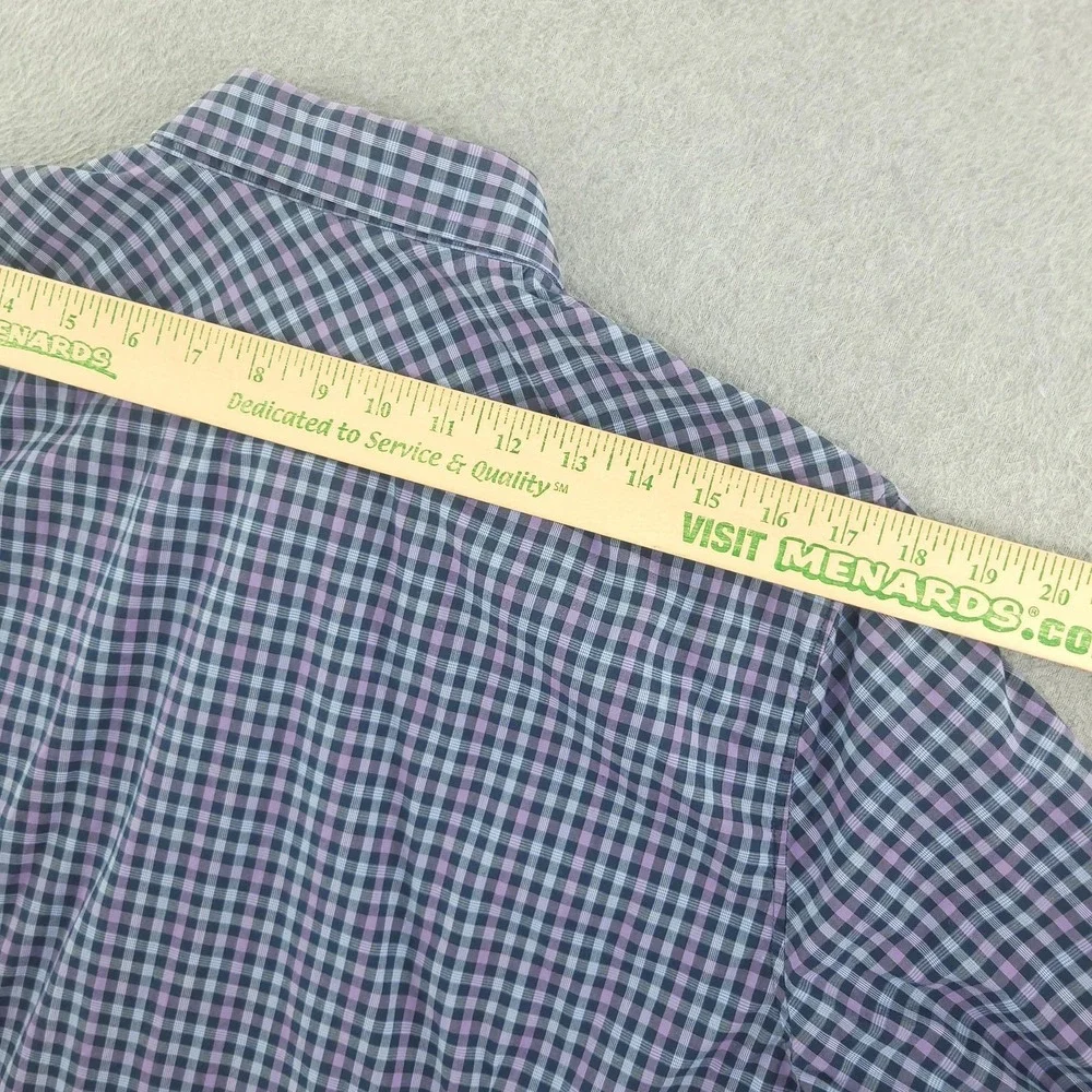 Banana Republic Shirt Mens L Blue Check Long Sleeve Snap Western Stretch Casual